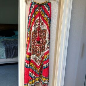 Flying tomato size, large pink BoHo, gypsy maxi skirt